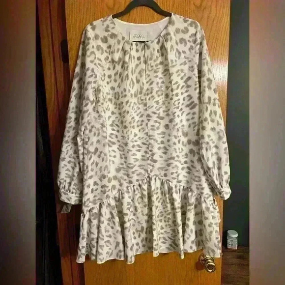ANTHROPOLOGIE— Cheetah Dress Ruffle Bottom Mare Mare Dress: M - Picture 3 of 10